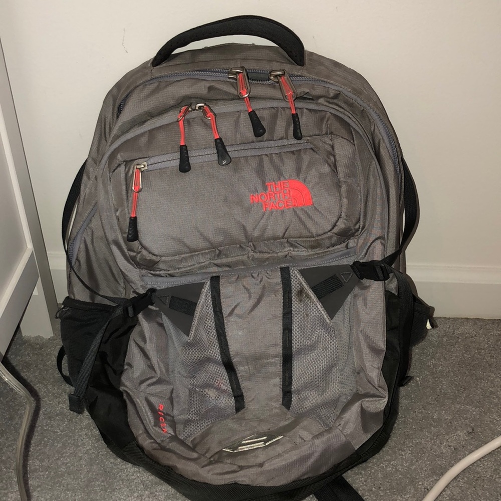 Gray and pink the north face “recon” backpack